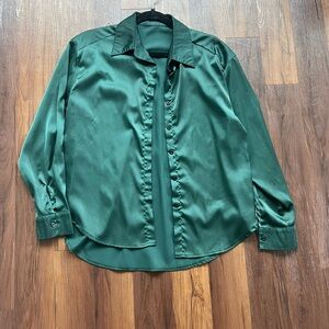 Emerald green button down shirt shirt small